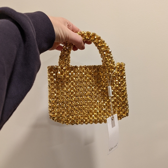 Moda Luxe Gold Beaded Mini Handbag - Picture 2 of 5